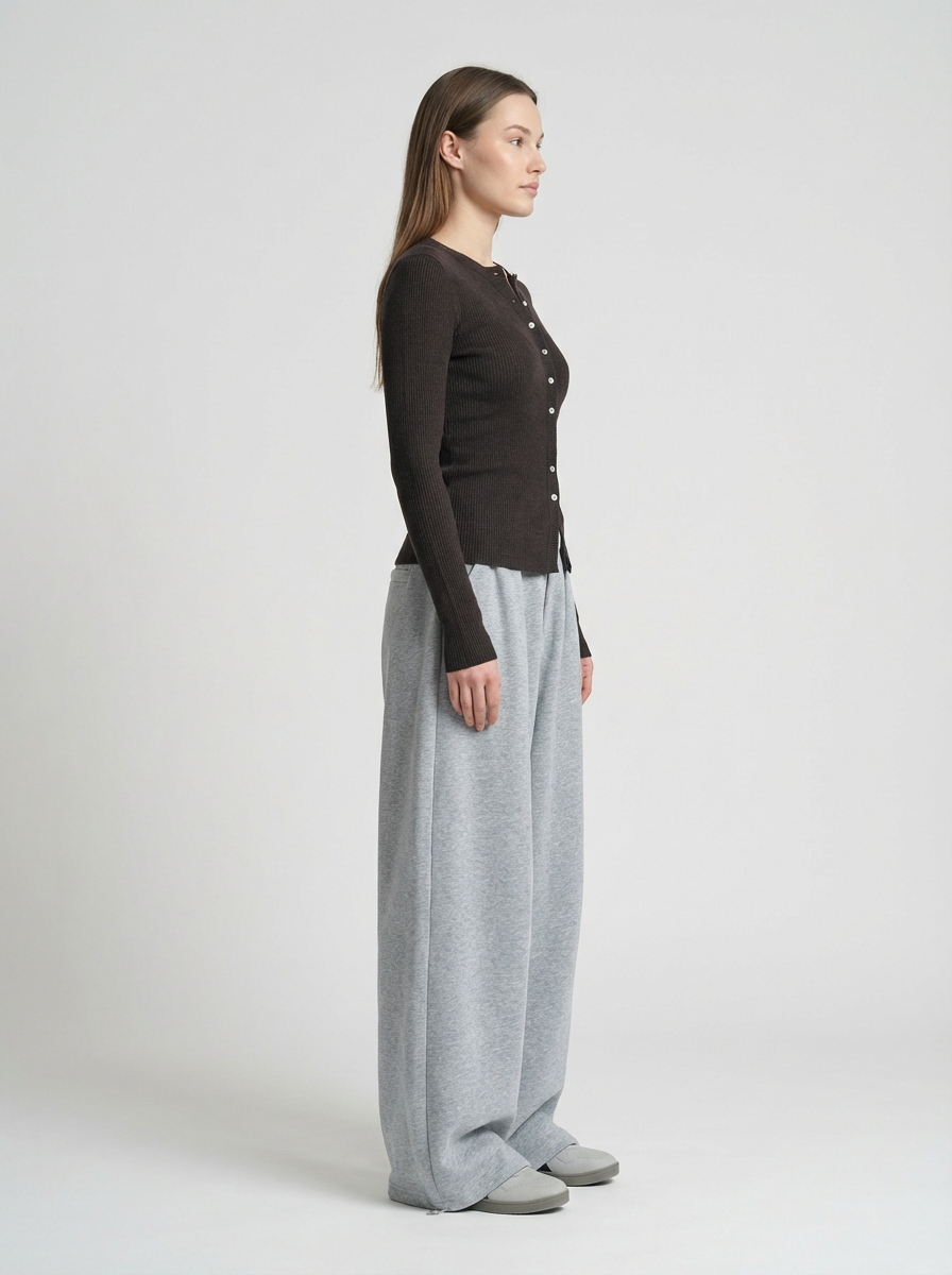 American Retro Plus Size Solid Wide-Leg Pants, Minimal Casual Style, High-Waist Relaxed Fit Trousers