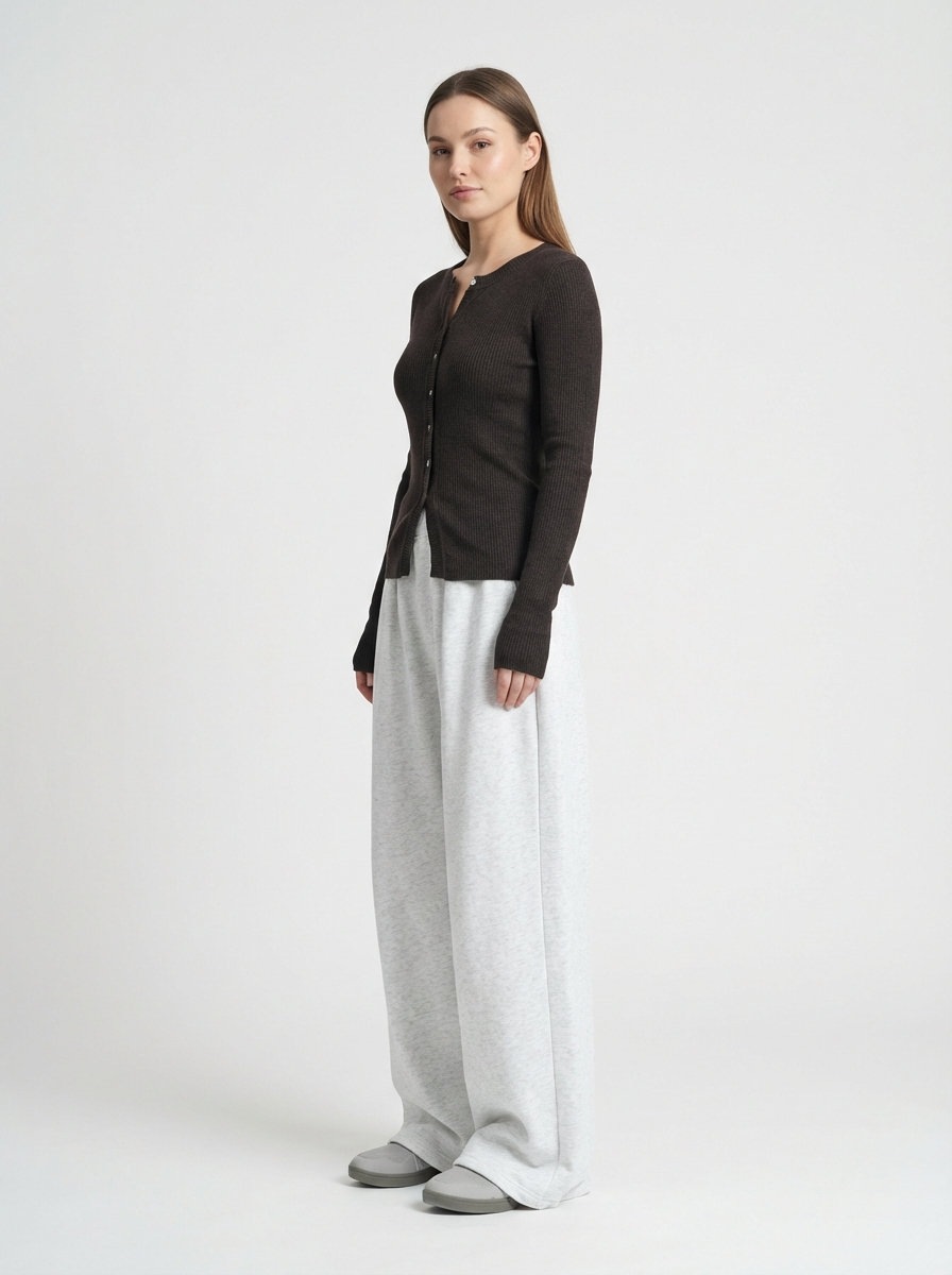 American Retro Plus Size Solid Wide-Leg Pants, Minimal Casual Style, High-Waist Relaxed Fit Trousers