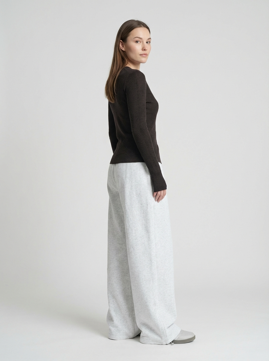 American Retro Plus Size Solid Wide-Leg Pants, Minimal Casual Style, High-Waist Relaxed Fit Trousers