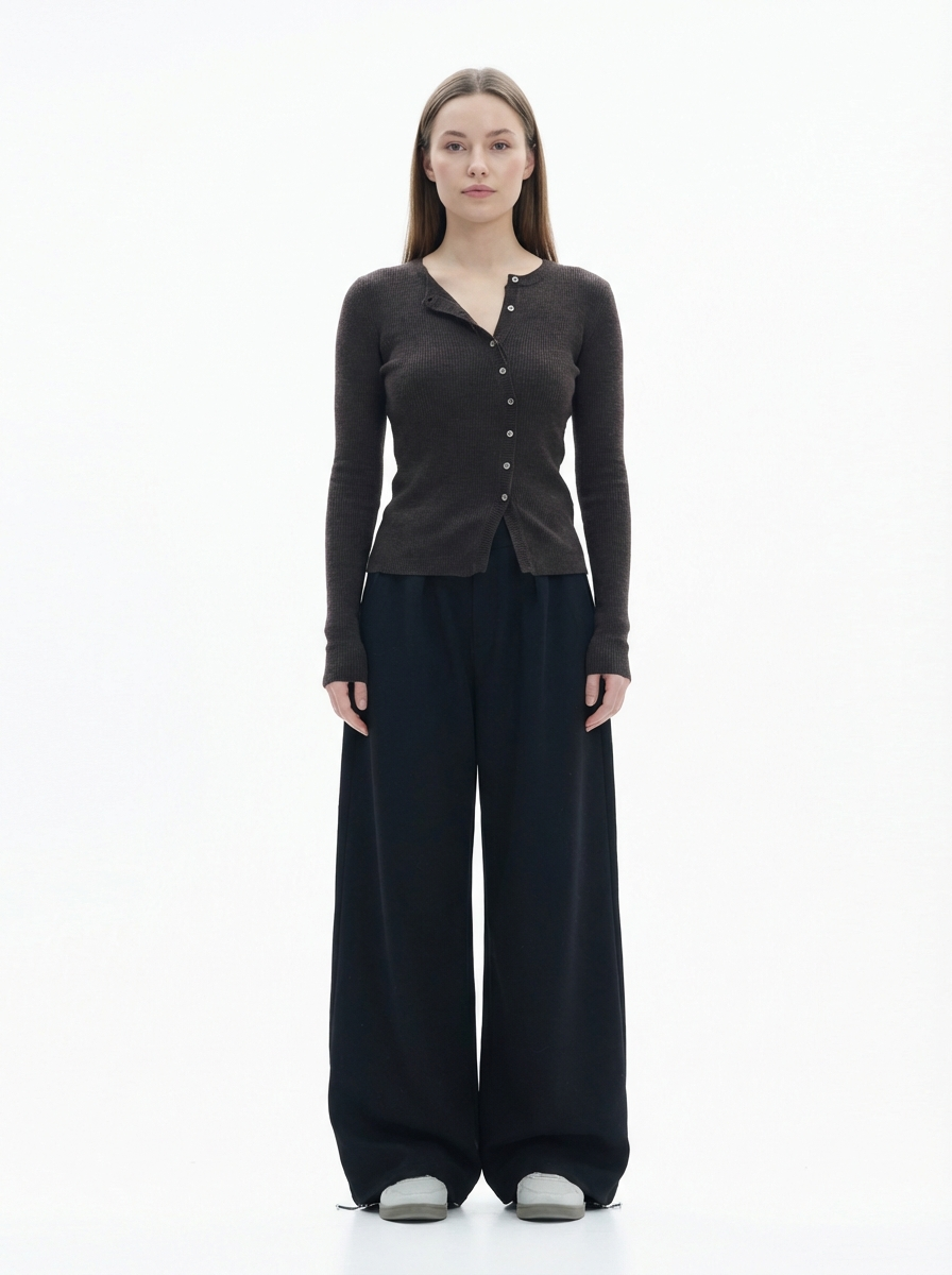 American Retro Plus Size Solid Wide-Leg Pants, Minimal Casual Style, High-Waist Relaxed Fit Trousers