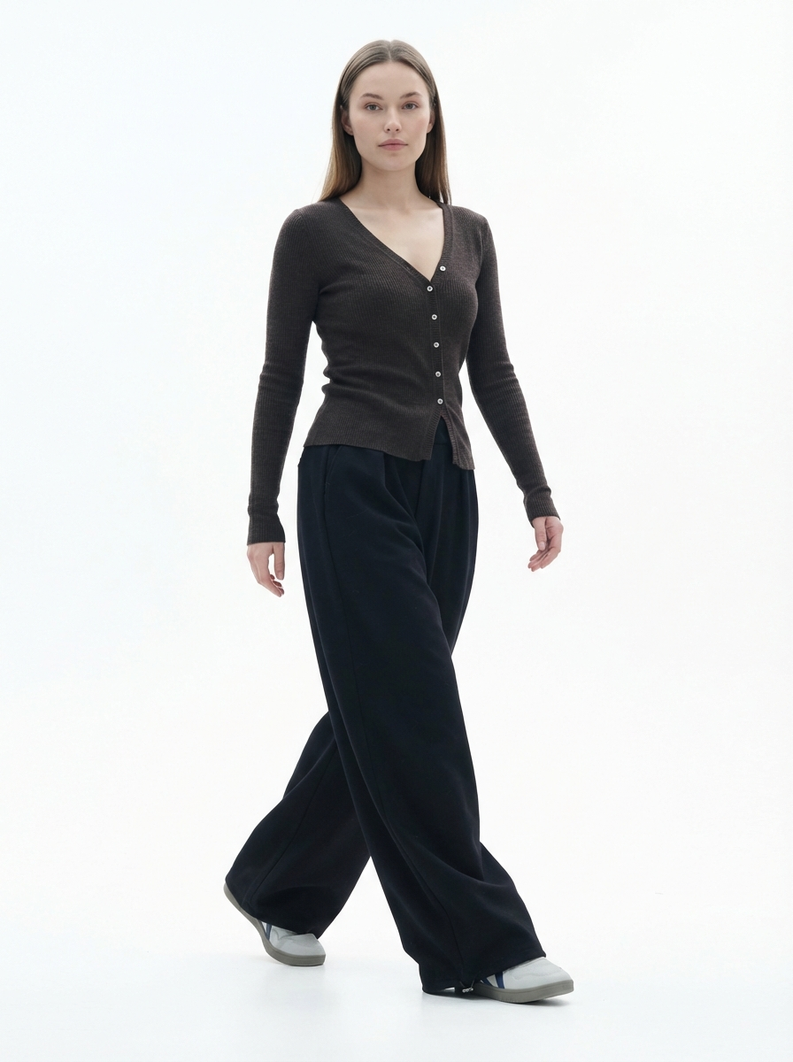 American Retro Plus Size Solid Wide-Leg Pants, Minimal Casual Style, High-Waist Relaxed Fit Trousers