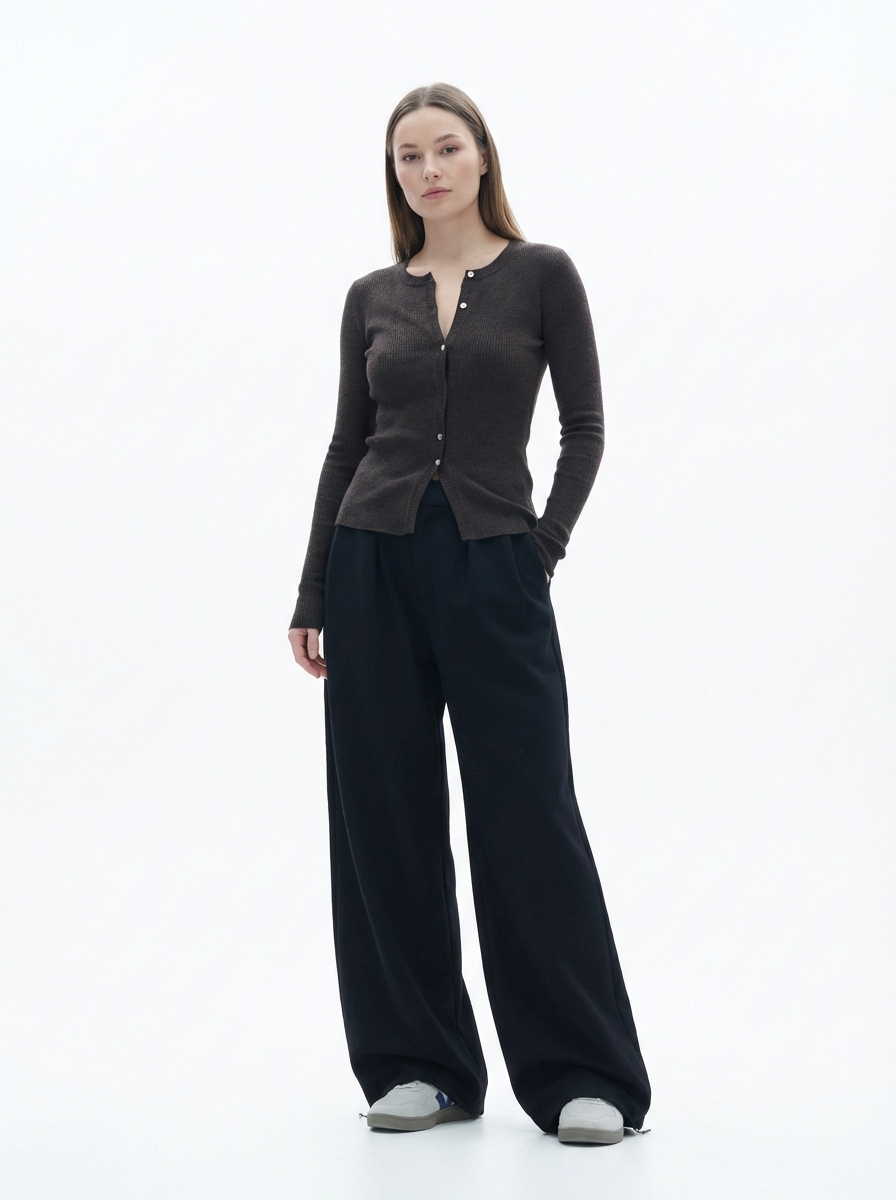 American Retro Plus Size Solid Wide-Leg Pants, Minimal Casual Style, High-Waist Relaxed Fit Trousers